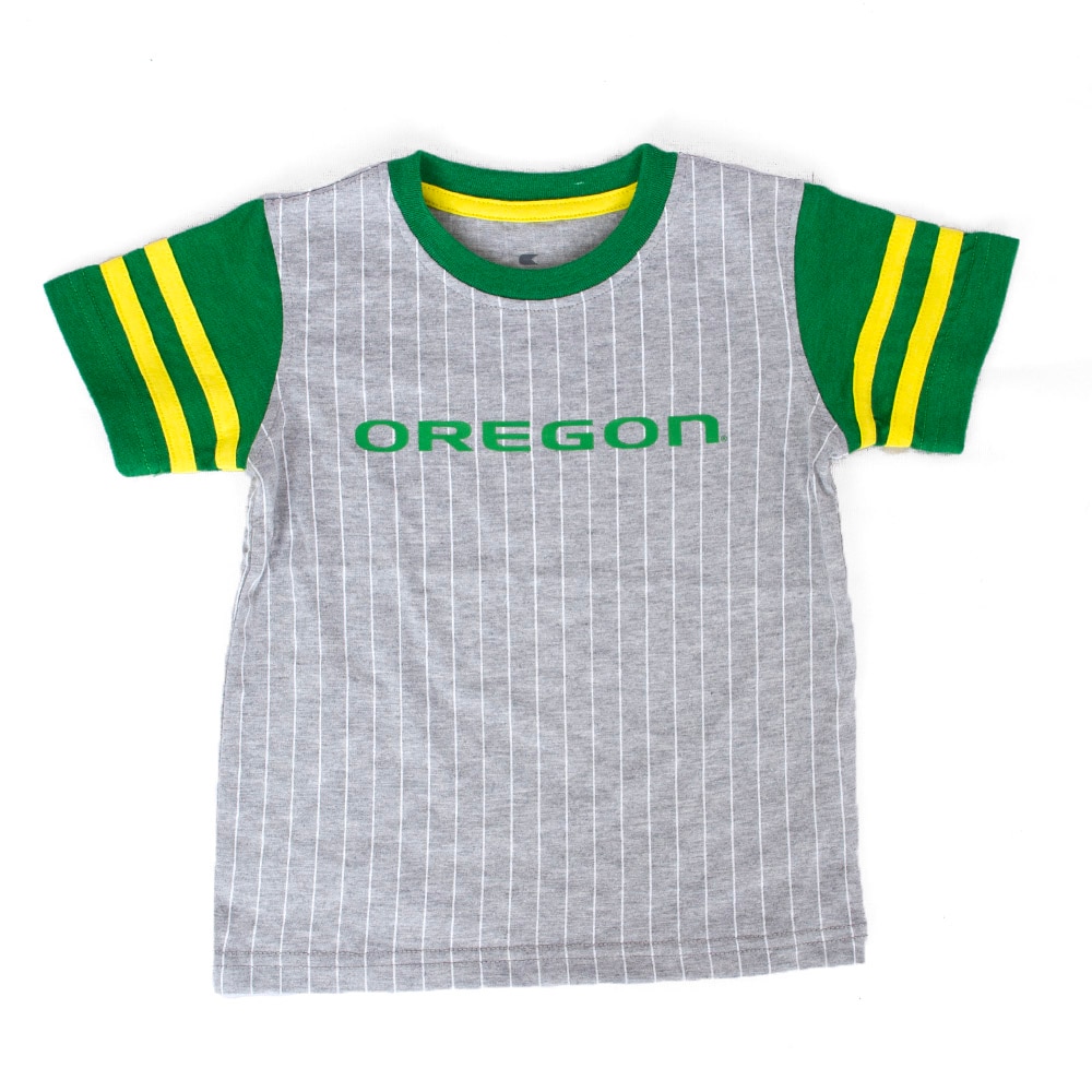 Oregon, Colosseum, Grey, Crew Neck, Cotton Blend, Kids, Toddler, Pinstripe, T-Shirt, 897221